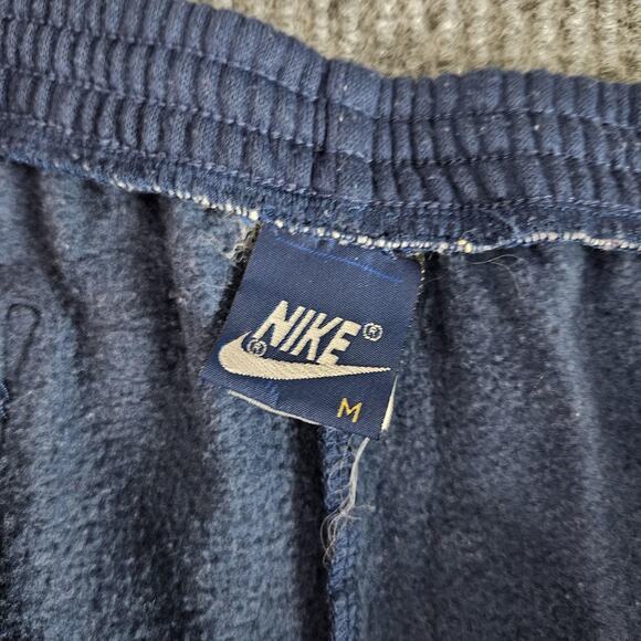 Vintage Nike Pants Mens MEDIUM Navy Fleece Track Sweatpants Zip Hem 90s - Picture 15 of 16